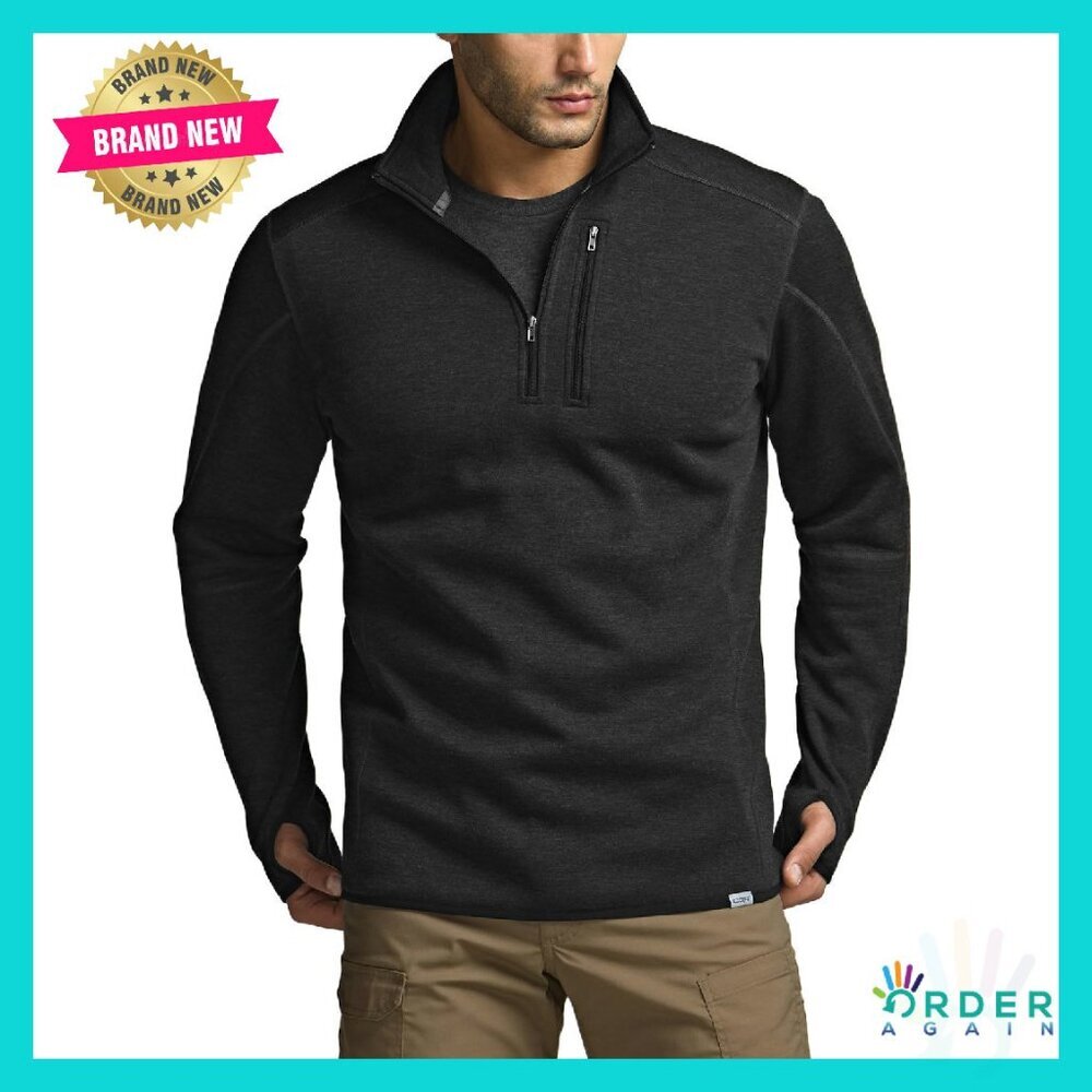 Quarter Zip Fleece Pullover Mock Neck Thermal Sweater Outdoor Casual Stretch